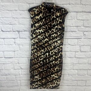 Cache Women's NWT Y2K Mob Wife Leopard Print Edgy Bodycon Dress Size Large